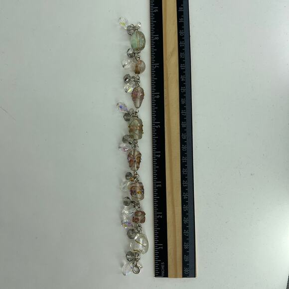 Crystal Gold Handmade Glass Beaded 8.5 inch Dangle Bracelet - Picture 4 of 4